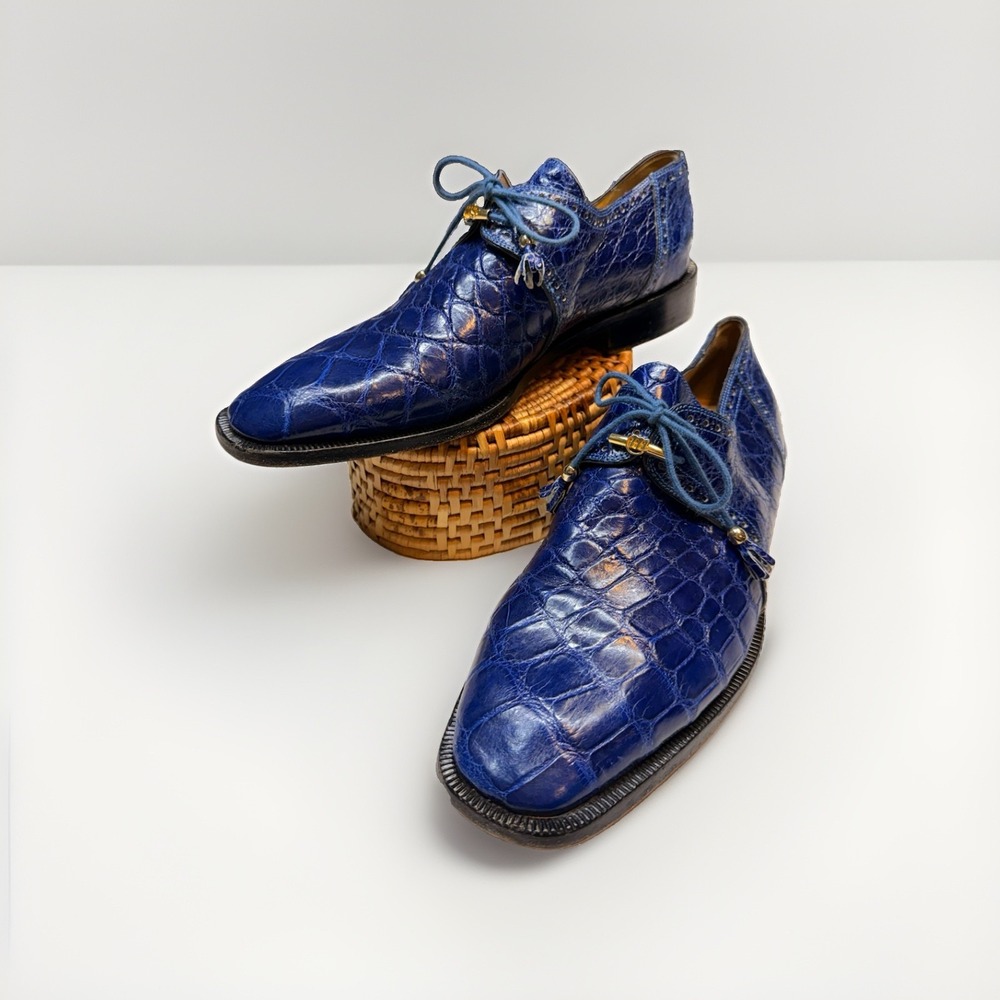 Mauri Mens Alligator Shoe Size 10.5 Blue Genuine Nice